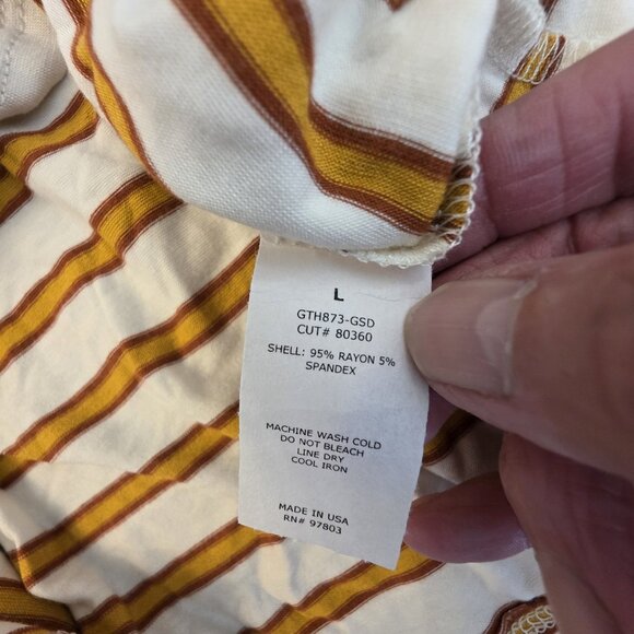 🔴 Green Envelope Tank Top Womens Large White Brown Striped Tie Back Sleeveless - Picture 9 of 15